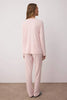 Pink V-Neck Soft Touch Brushed Winter Ribbed Knit Pajama Set