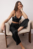 Black 3-Piece Dowry Set: Lace Top, Satin Bottom, and Woven Pajama Set with Suspender Panties