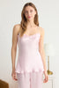 Pink Ruffled Rope Strap Satin Woven Pajama Set