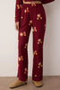 Burgundy Teddy Bear Christmas-Themed Knitted Pajama Set with Piping