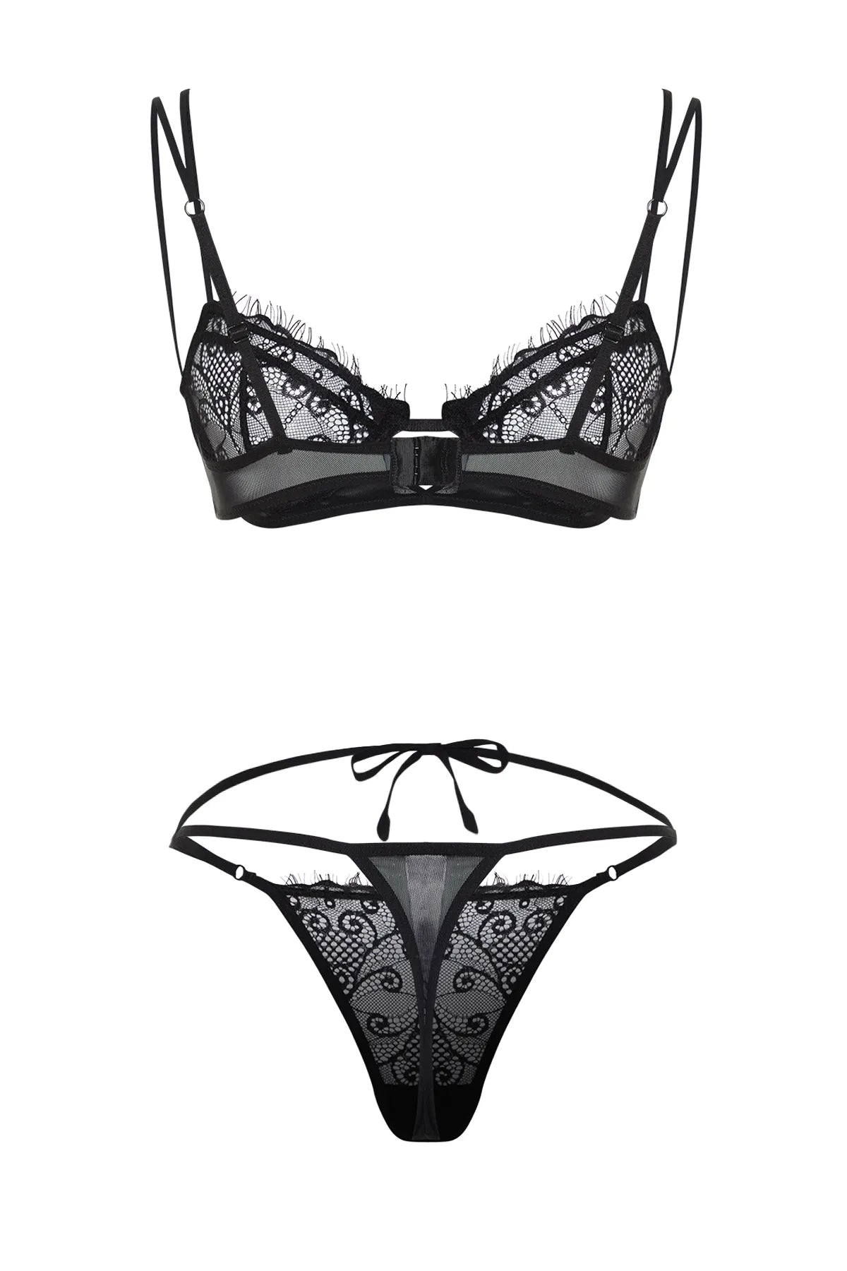 Black Lace Piping Detailed Rope Strapless Knitted Underwear Set | Apparel & Accessories > Clothing > Lingerie | Home Wear | Lingerie | Lebbse Black Lace Piping Detailed Rope Strapless Knitted Underwear Set | Apparel & Accessories > Clothing > Lingerie | Home Wear | Lingerie | Lebbse