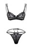 Black Lace Piping Detailed Rope Strapless Knitted Underwear Set