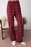 Burgundy  Heart Plaid Knit Pajama Set