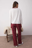 Burgundy  Heart Plaid Knit Pajama Set