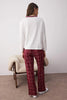 Burgundy  Heart Plaid Knit Pajama Set