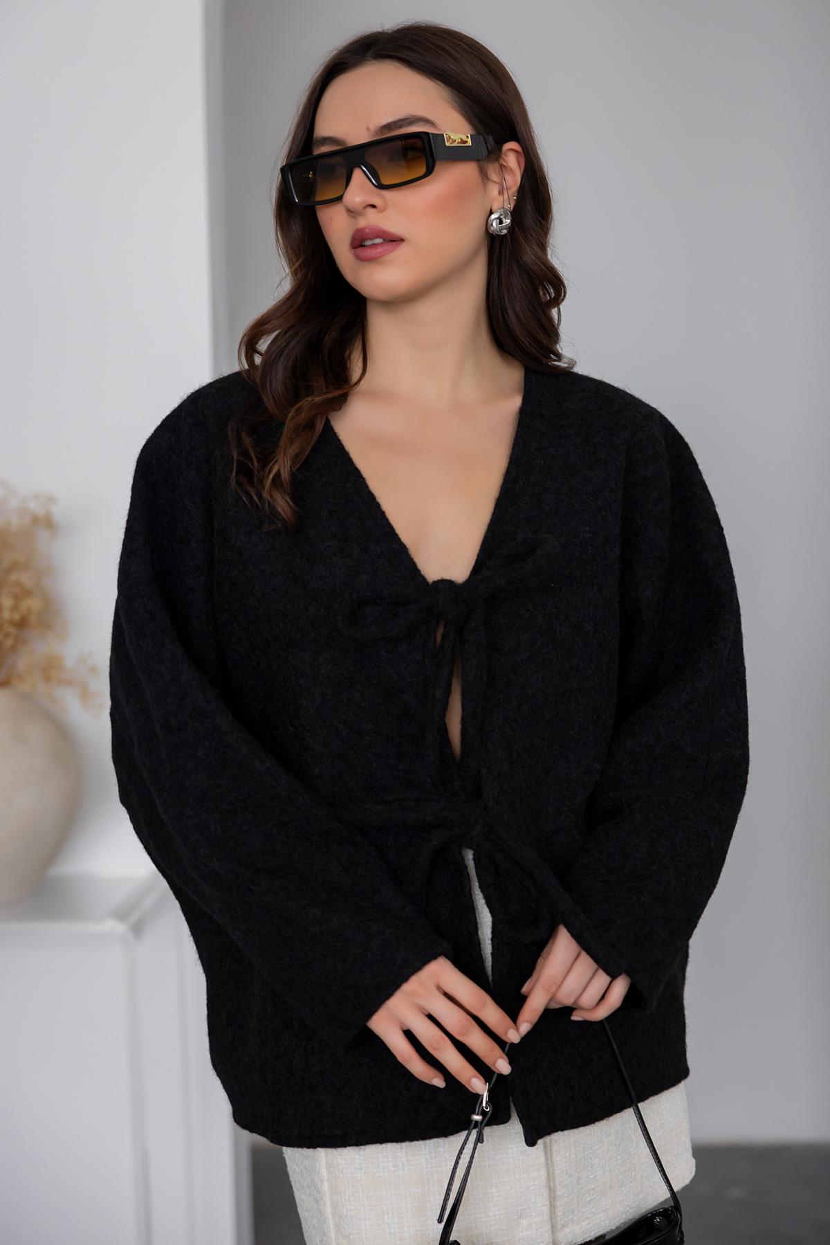 Tied Cashmere Jacket - BLACK