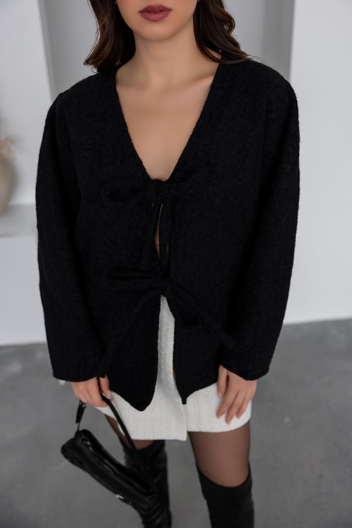 Tied Cashmere Jacket - BLACK