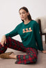 Green  Teddy Bear Plaid Knit Pajama Set