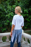 Tassel Crop T-Shirt Crew Neck White - Lebbse