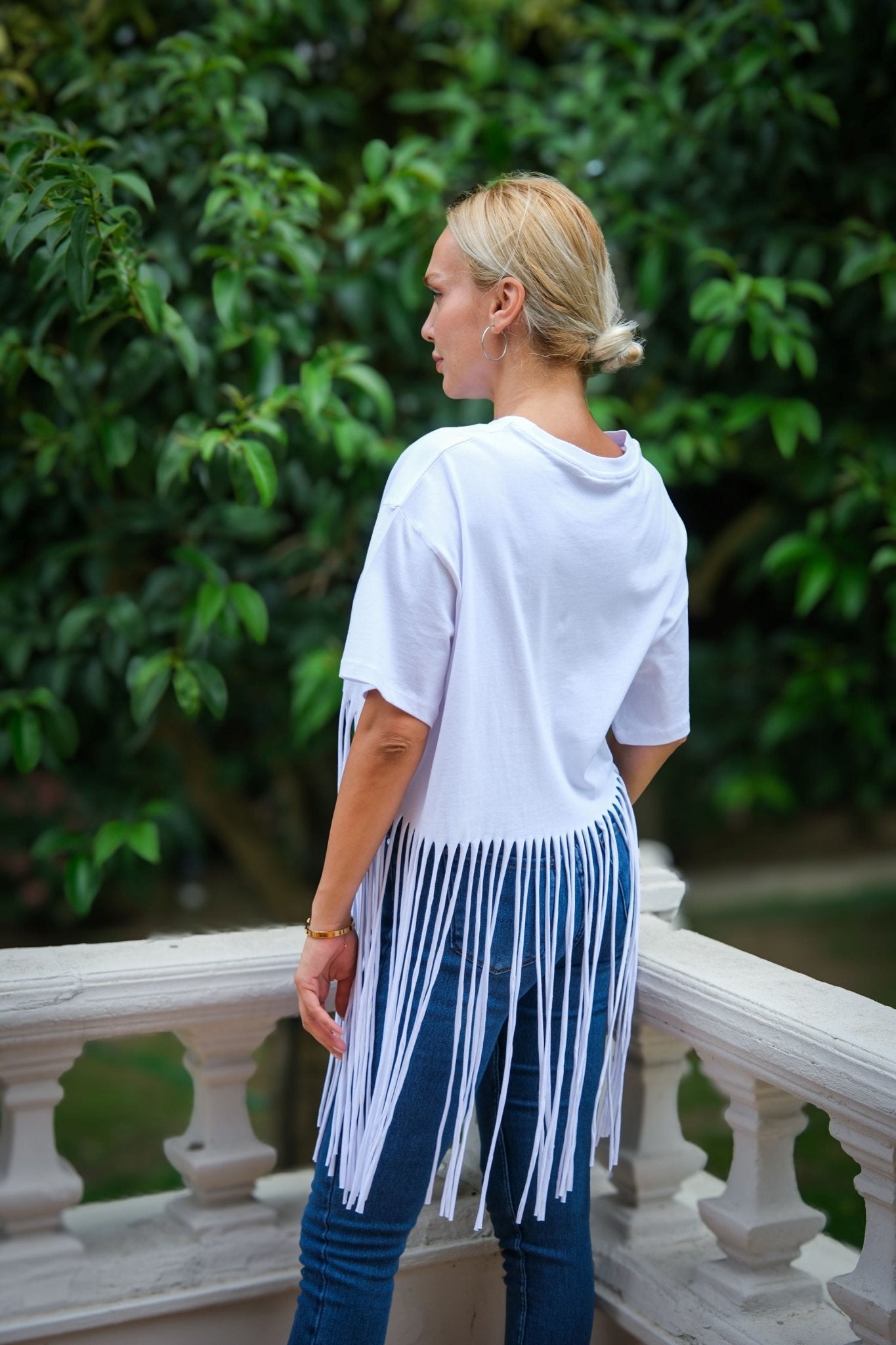Tassel Crop T-Shirt Crew Neck White | CLOTHES | Lebbse Tassel Crop T-Shirt Crew Neck White | CLOTHES | Lebbse