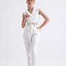 بنطلون بدلة حريمي مع سترة برباطات لون أبيض - Tied Vest Suit White