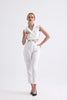 بنطلون بدلة حريمي مع سترة برباطات لون أبيض - Tied Vest Suit White