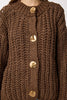 Gold Button-Down Knit Cardigan - BROWN