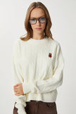 Teddy Bear Embroidered Cable-Knit Sweater