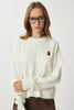 Teddy Bear Embroidered Cable-Knit Sweater
