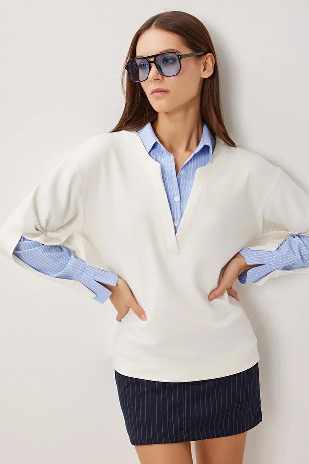 Shirt Collar Modal Sweatshirt
