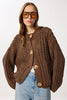 Gold Button-Down Knit Cardigan - BROWN