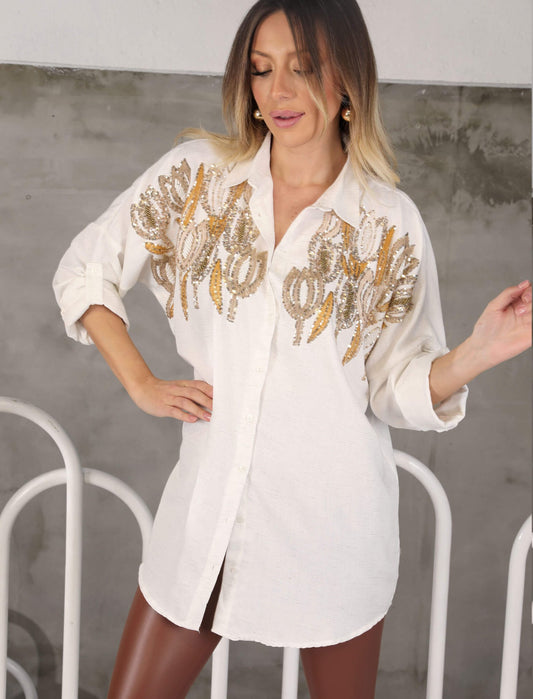 TRIAN EMBROIDERED SHIRT - Lebbse