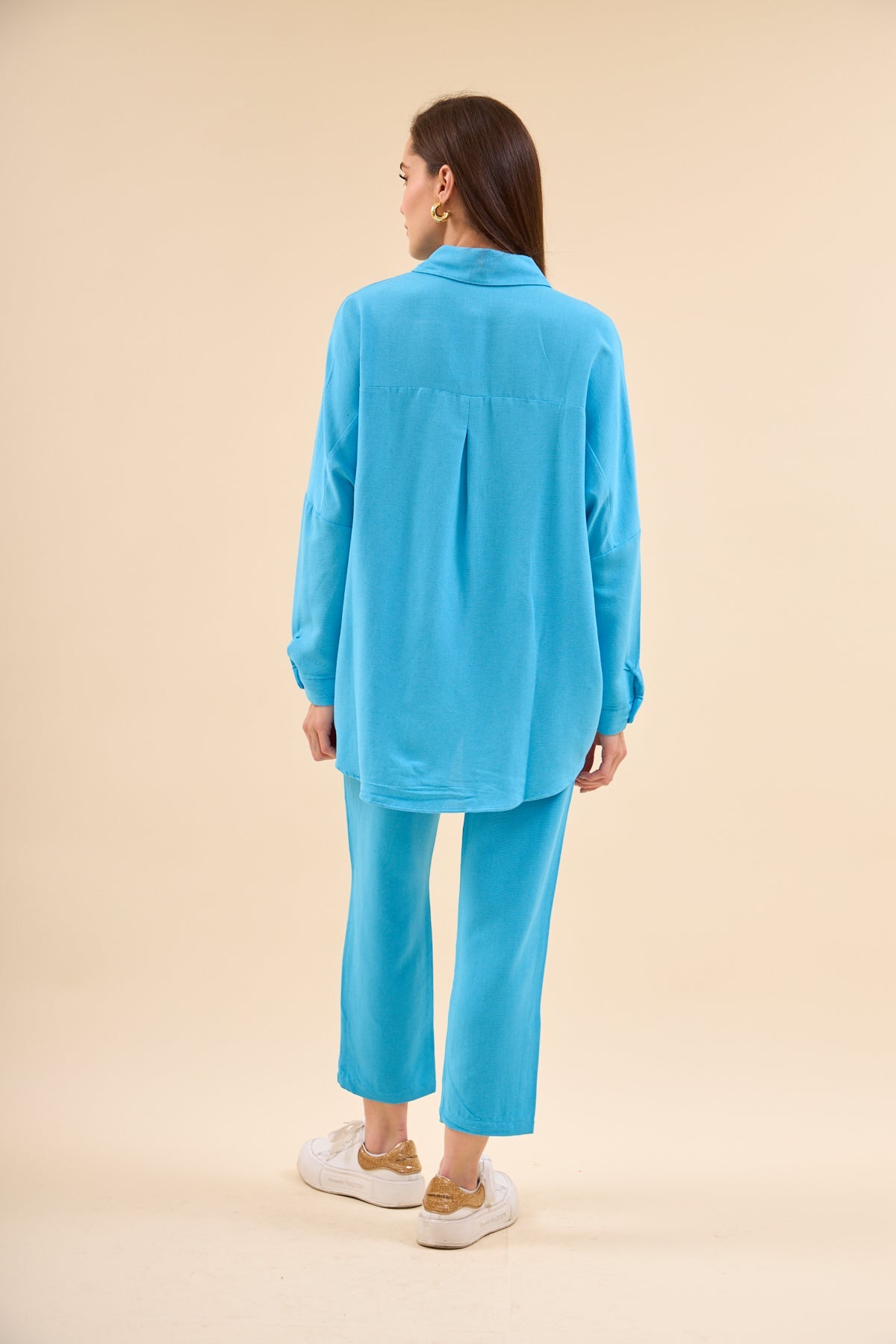 Trousers Shirt Suit Turquoise - Lebbse