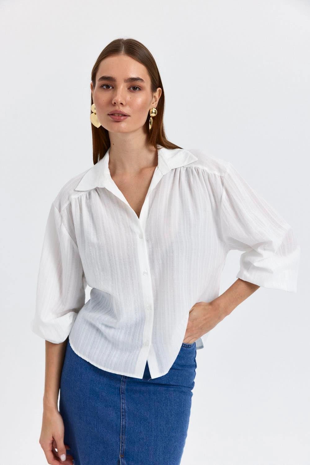 V-NECK LONG SLEEVE WOMEN'S SHIRT - Lebbse