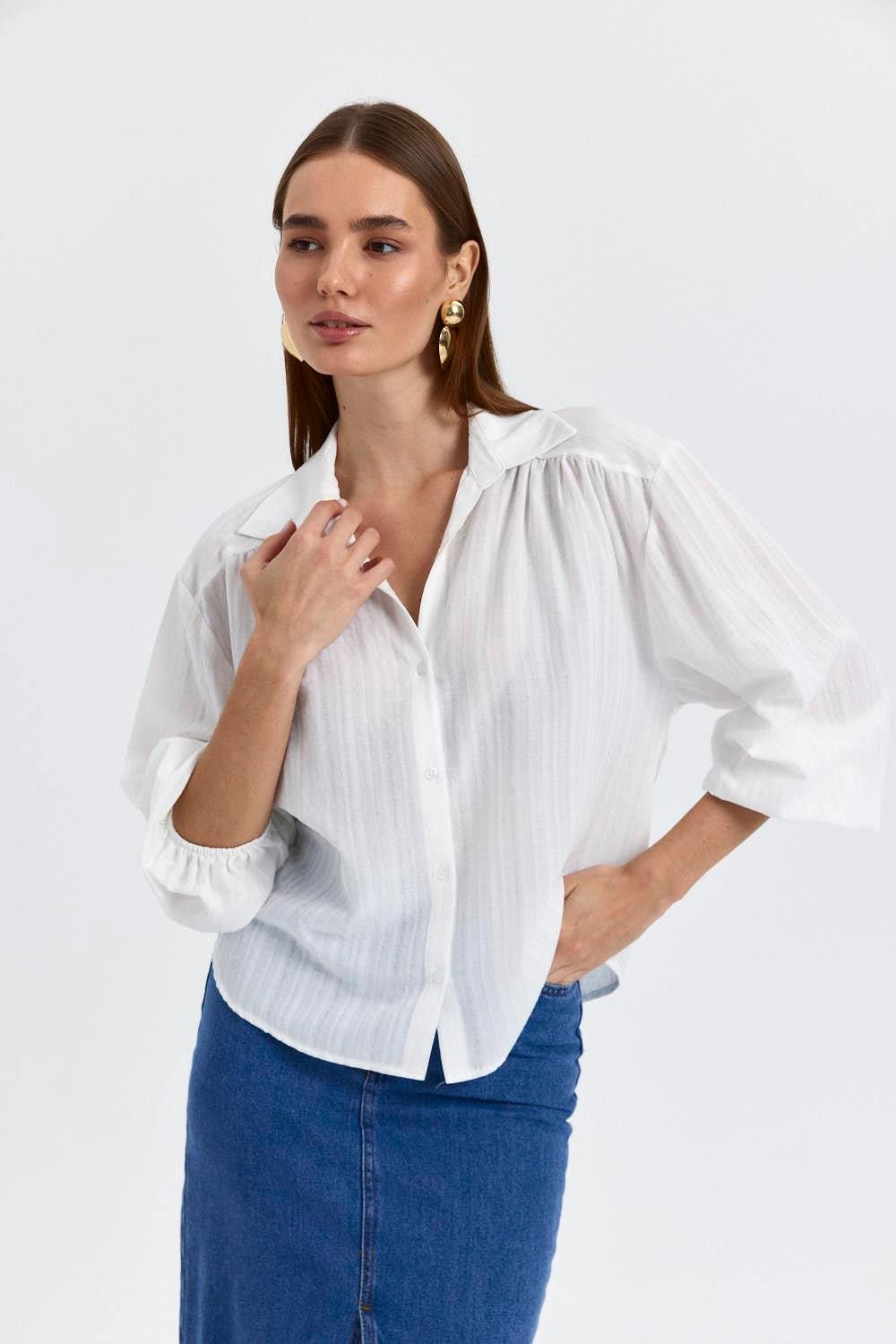 V-NECK LONG SLEEVE WOMEN'S SHIRT - Lebbse