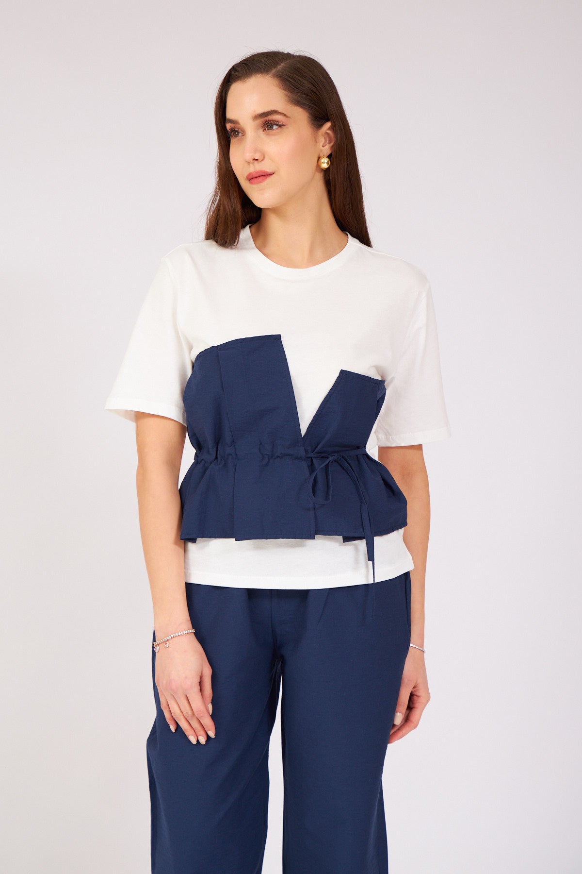 Vest Detailed Suit Navy Blue - Lebbse