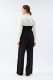 Waist Detailed High Waist Fabric Trousers Black - Lebbse