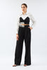 Waist Detailed High Waist Fabric Trousers Black - Lebbse