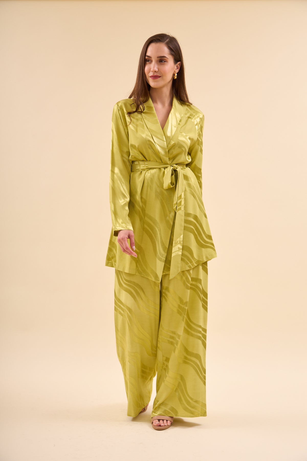 Wavy Jacquard Set Olive - Lebbse