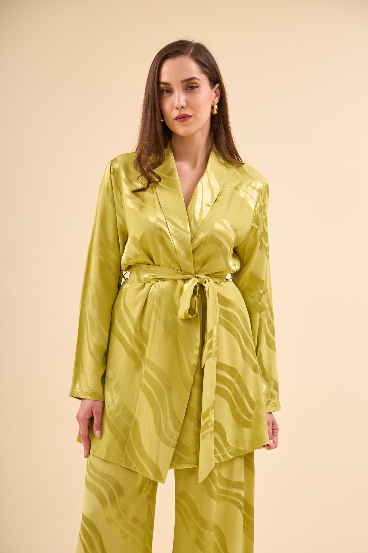 Wavy Jacquard Set Olive - Lebbse