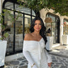 فستان ابيض قصير ناعم دينا - WHITE DINA DRAPED DRESS