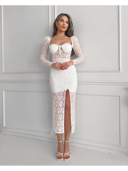 WHITE LACE CORSET LOOK DRESS - Lebbse