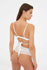 White Lace Tie Detailed Non - wired Non - covered Rope Suspender Knitted Underwear Set - Lebbse