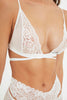 White Lace Tie Detailed Non - wired Non - covered Rope Suspender Knitted Underwear Set - Lebbse