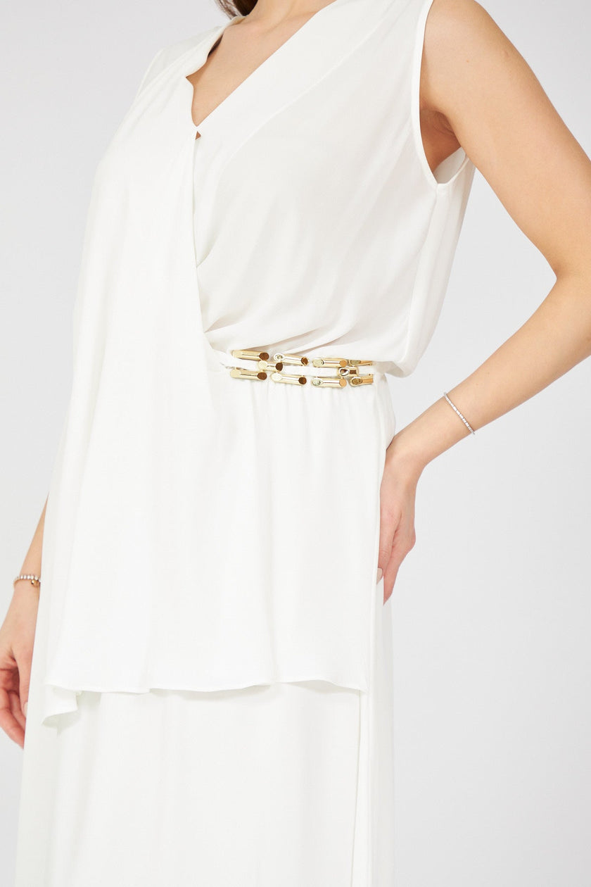 4- فستان ابيض ناعم طويل - White Long Dress