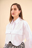 ستايلات القميص الابيض نسائي بأكمام طويلة وجيب كبير - WHITE LONG SLEEVE SHIRT WITH BIG POCKET