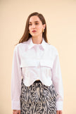 2- ستايلات القميص الابيض نسائي بأكمام طويلة وجيب كبير - WHITE LONG SLEEVE SHIRT WITH BIG POCKET