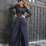 بنطلون جينز نسائي ازرق غامق واسع الساق - Wide Leg Jeans