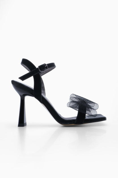 Women's Bow Evening Dress Heeled Shoes Forge - Black - Lebbse