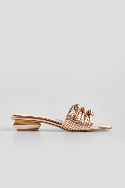Women's Heeled Slippers Tinda - Gold - Lebbse