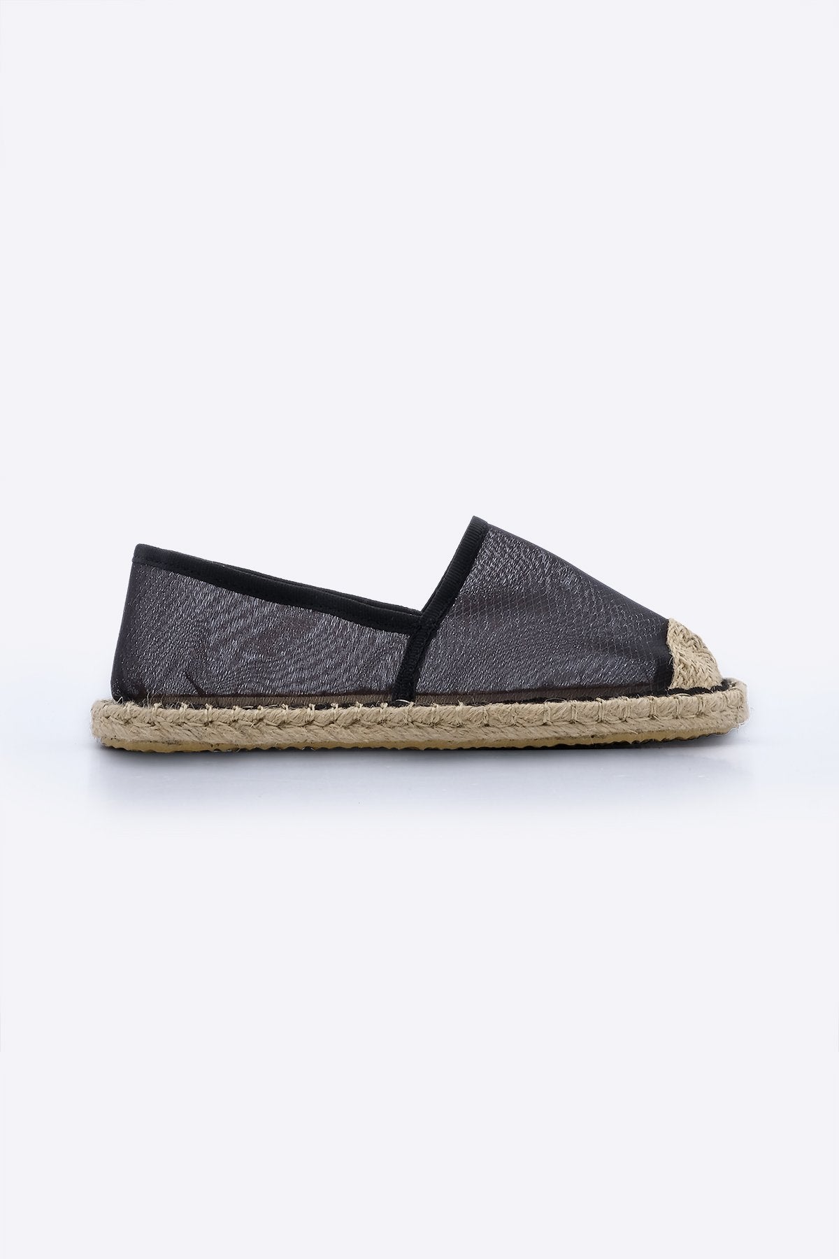 Women's Mesh Jute Espadrille Ballerina Kafyen - Black - Lebbse