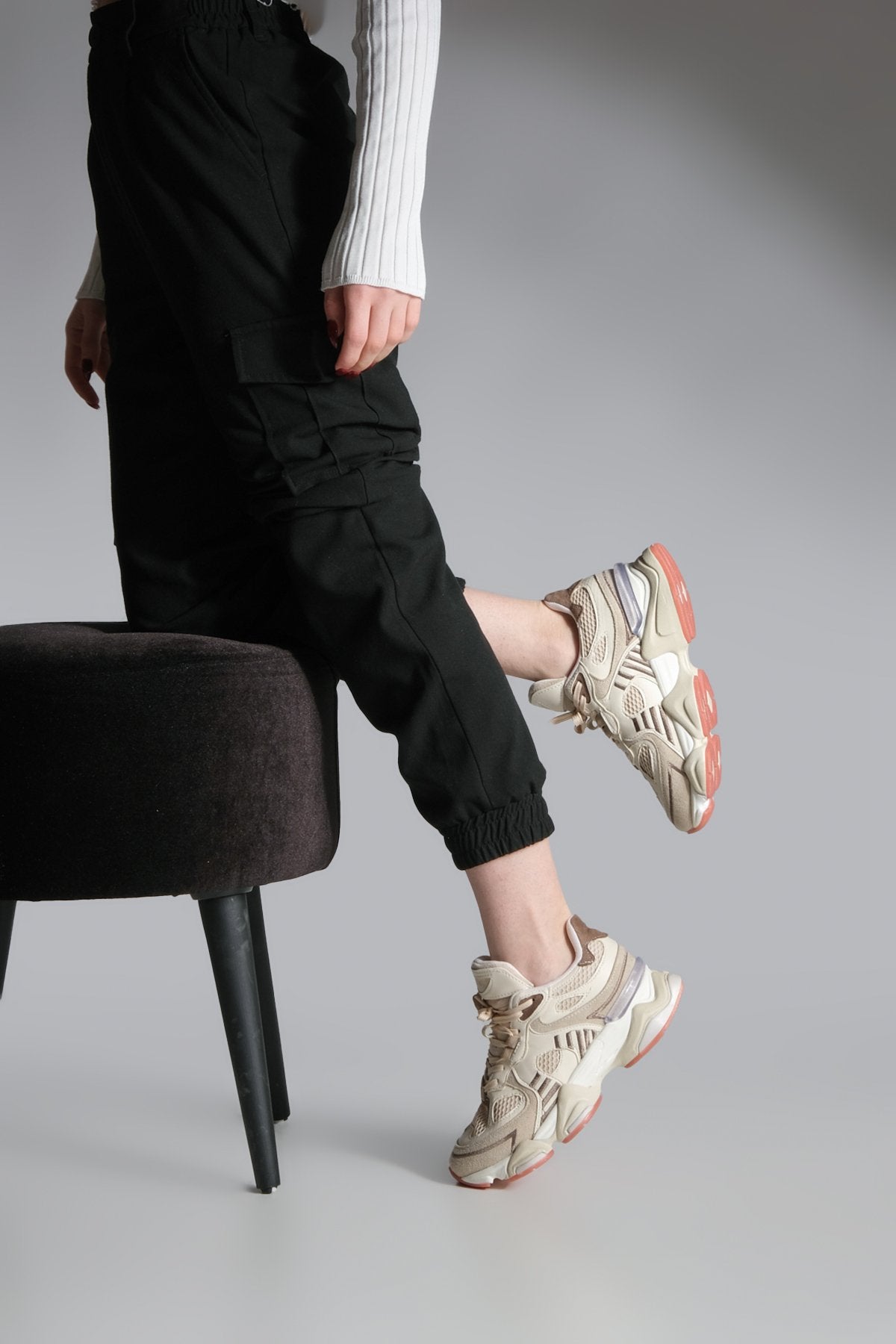 Women's Sneaker Thick Sole Sports Shoes Galov - Beige - Lebbse