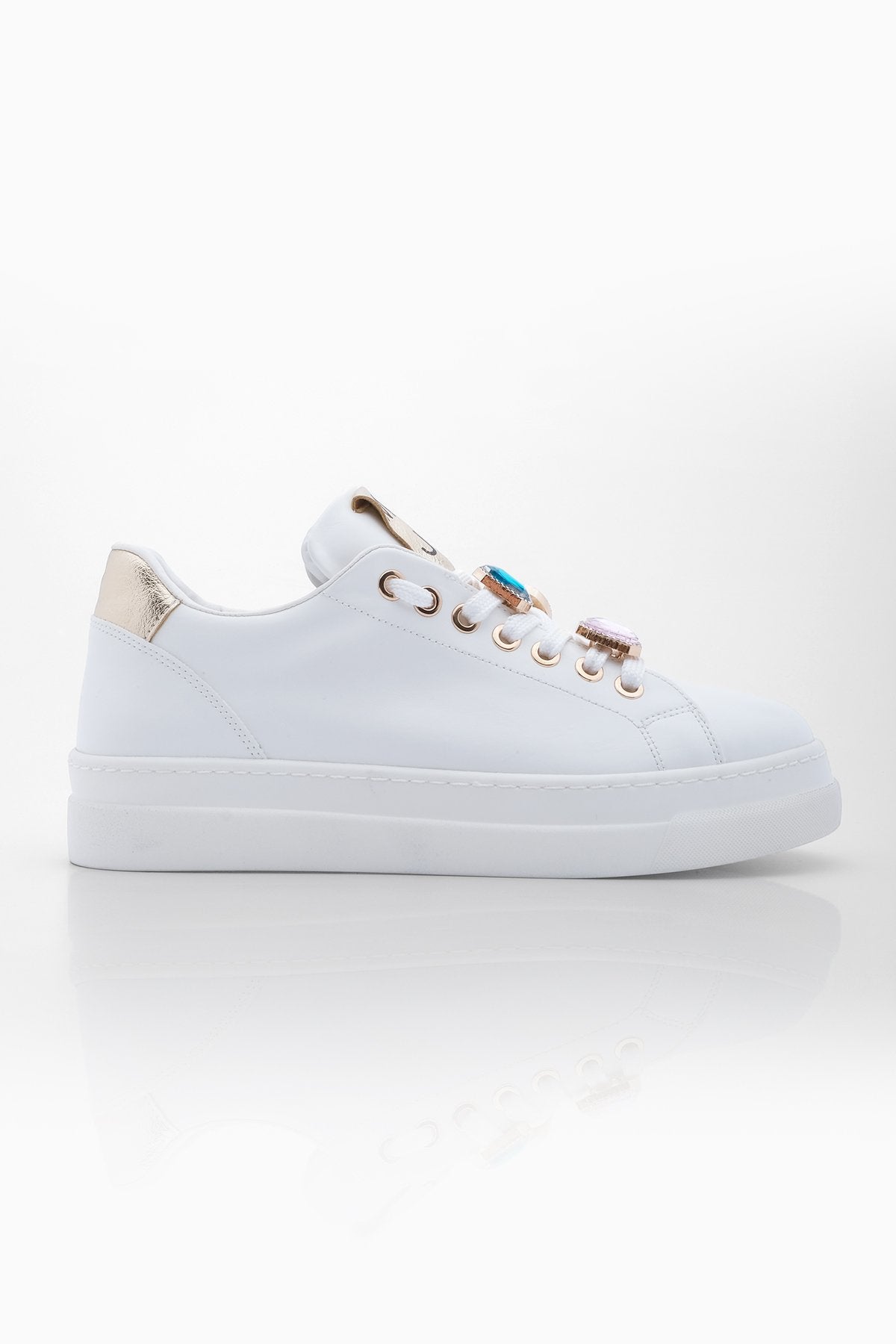 Women's Sneaker Thick Sole Sports Shoes Ozmet - White - Lebbse
