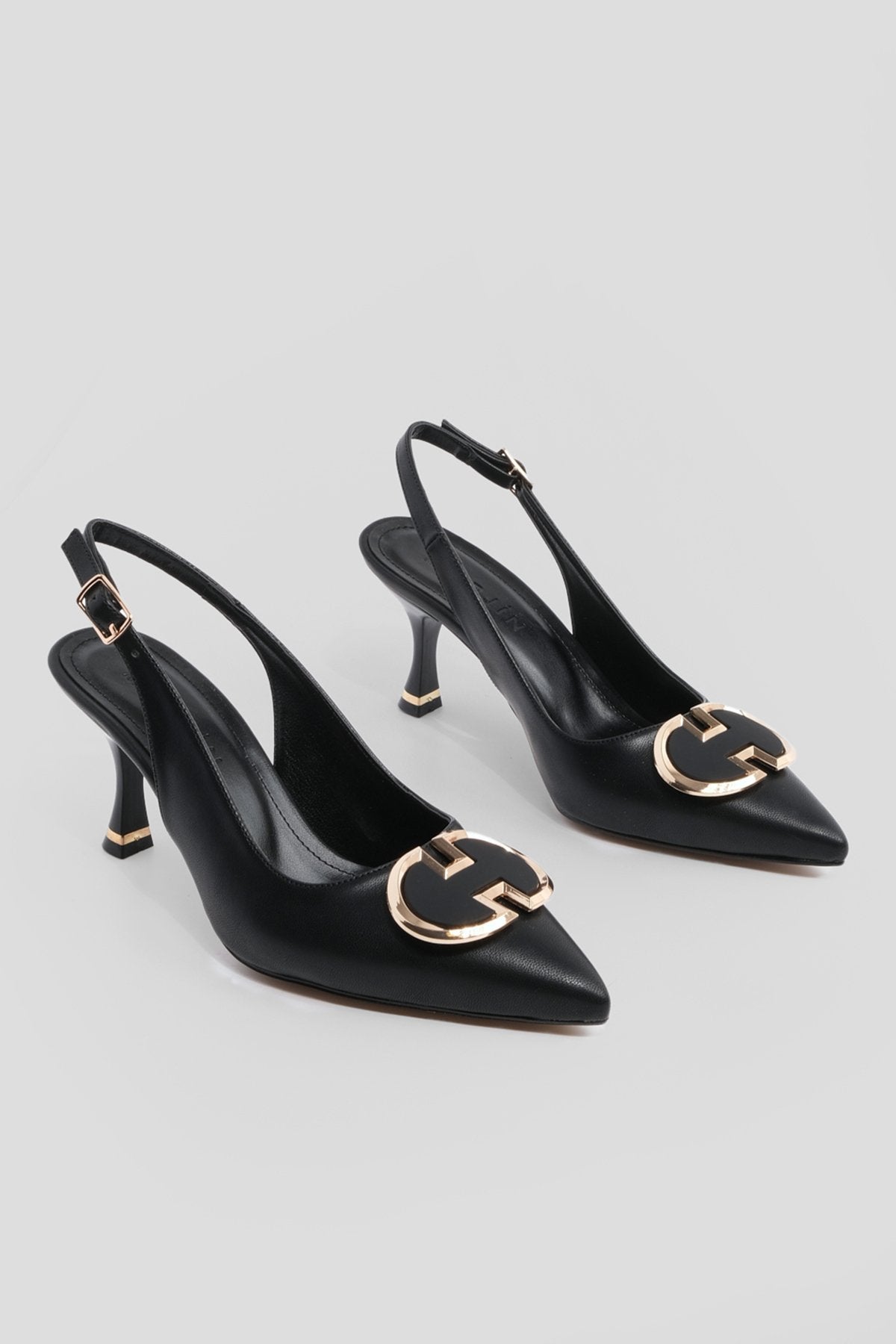 Women's Stiletto Buckle Heeled Shoes Aver - Black - Lebbse