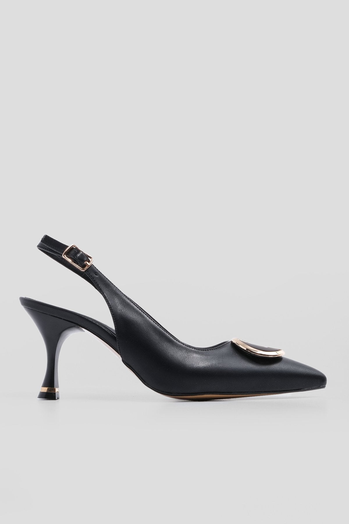 Women's Stiletto Buckle Heeled Shoes Aver - Black - Lebbse