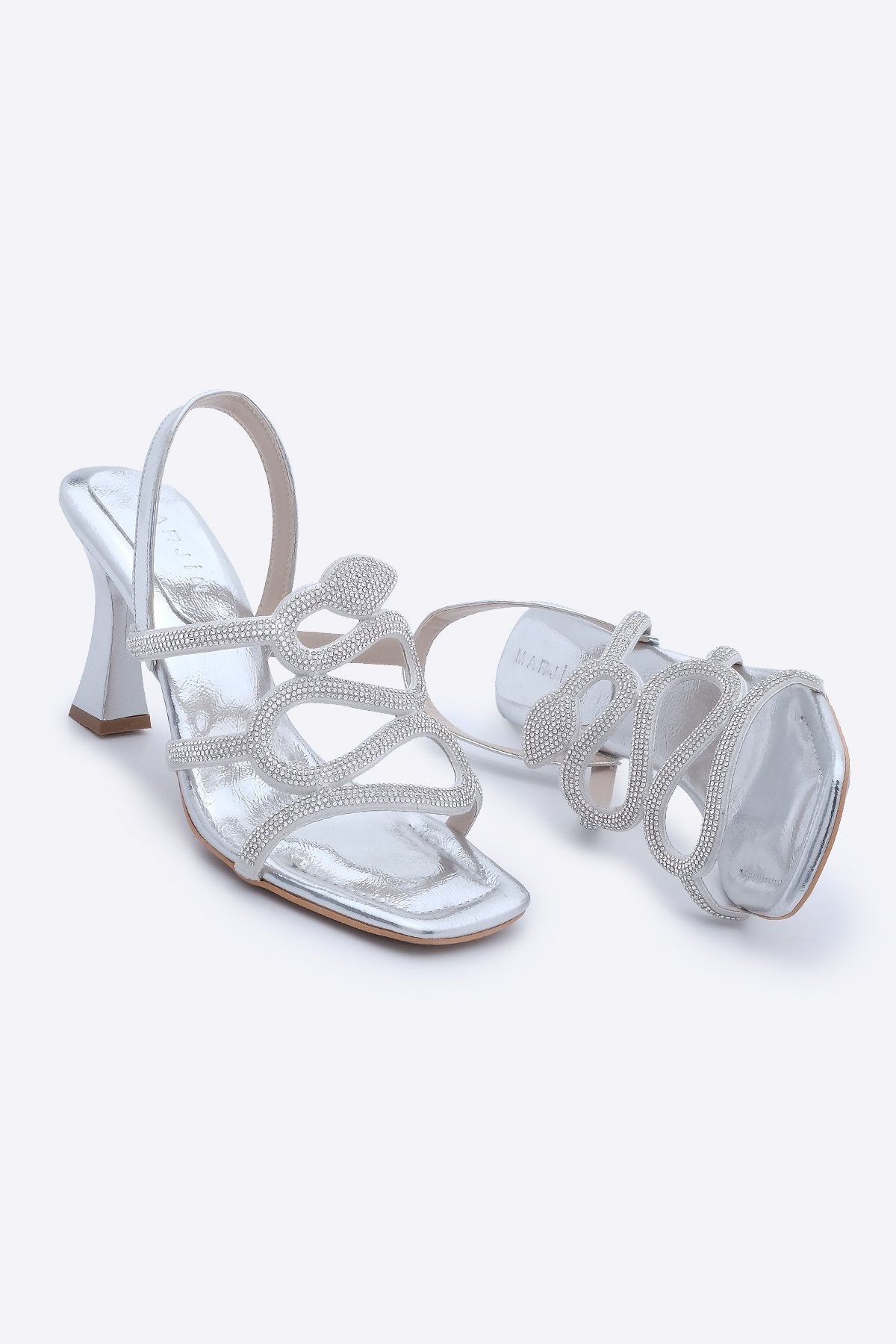 Women's Stone Heeled Shoes Lutas - Silver - Lebbse