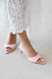 RANDALL POWDER PINK LEATHER HIGH HEEL WOMEN’S SLIPPERS