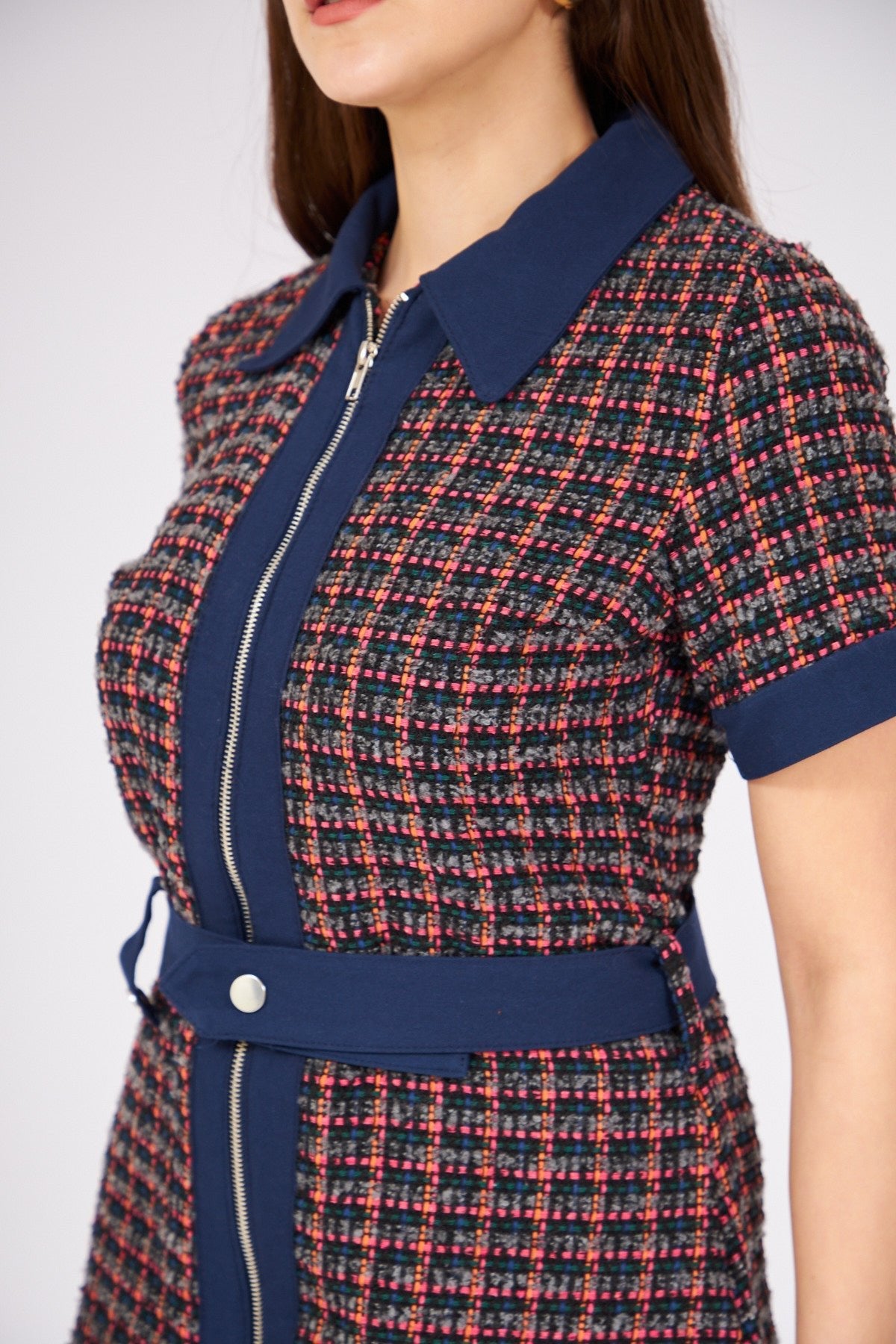 Zippered Garnished Tweed Dress | CLOTHES | DRESS | Lebbse Zippered Garnished Tweed Dress | CLOTHES | DRESS | Lebbse