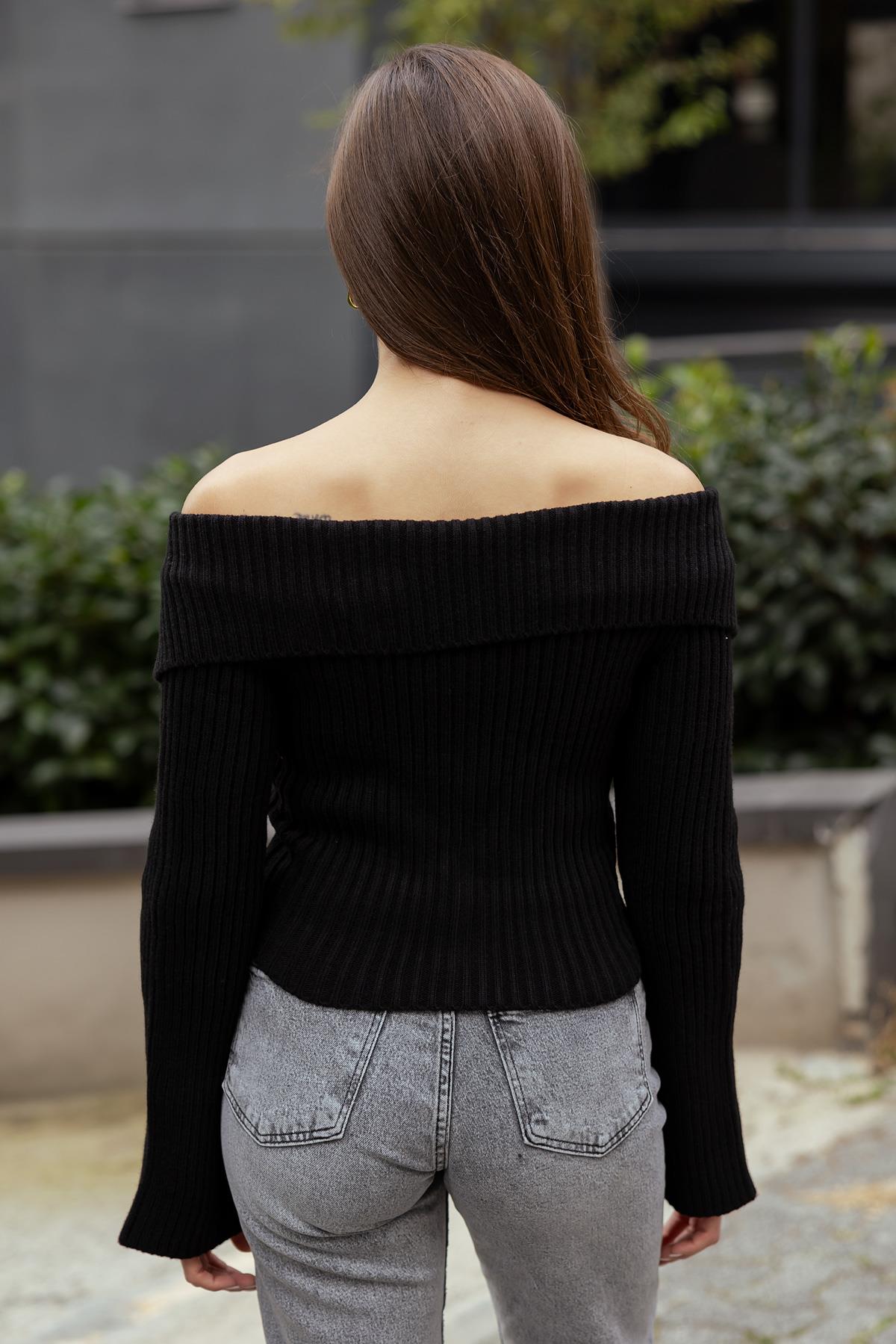 Zippered Sweater - BLACK - Lebbse