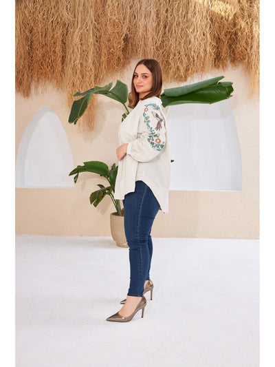 Back And Sleeves Phoenix Embroidered Kimono - Lebbse
